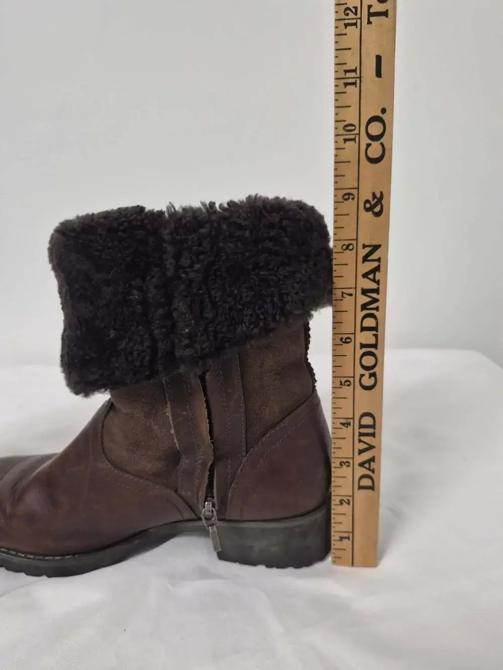 UGG Australia Bellevue 1914 Shearling Leather Fold Down Boots Brown sz 8